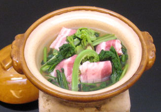 県豚と山菜小鍋